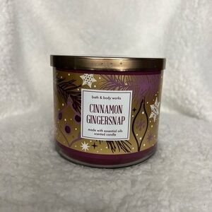 Bath & Body Works 3-Wick Cinnamon Gingersnap Scented Candle, Gold and Purple